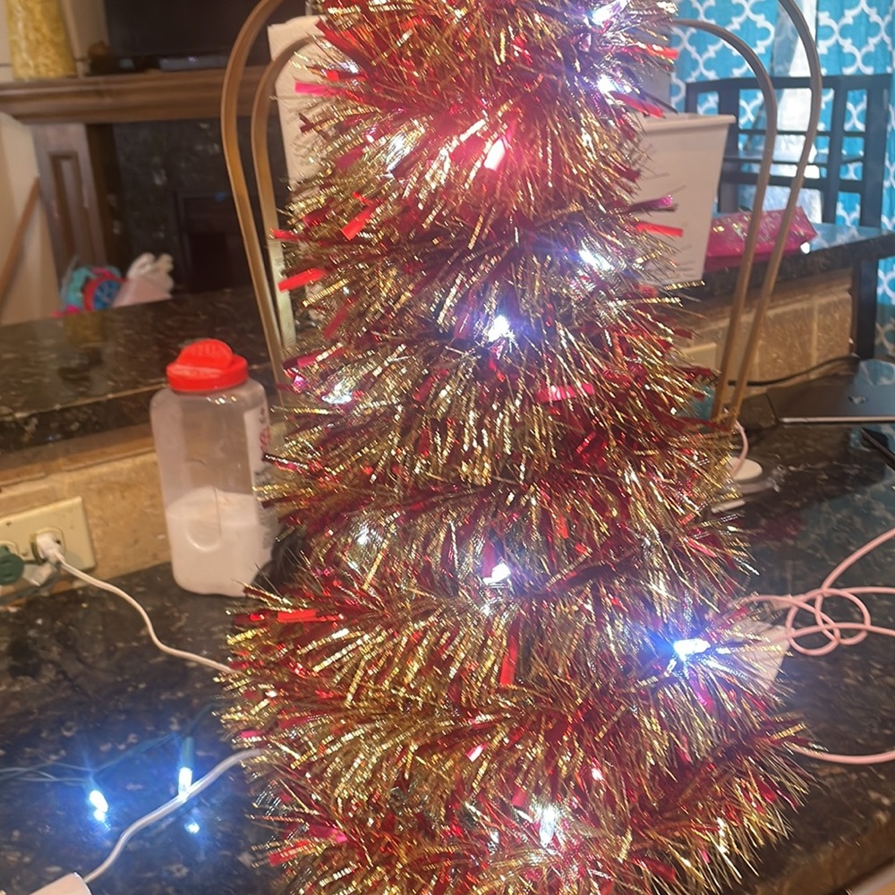 Vintage Handmade pink Angel Lit tinsel Christmas Tree - Picture 9 of 9